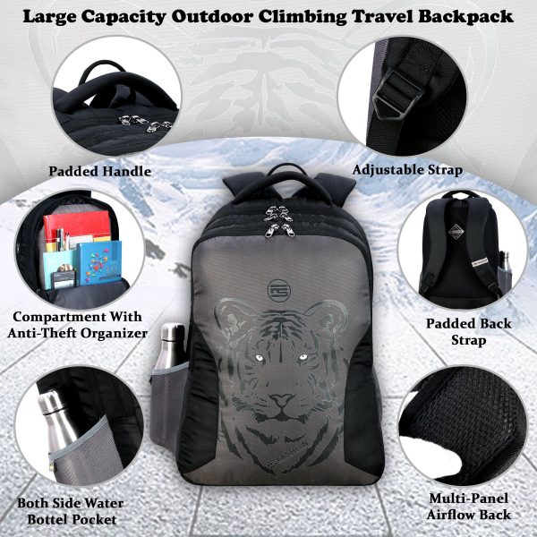 Fs Fashion Casual Backpack & Laptop  Bag for Unisex (44 L, Grey&Black) 0036 - Image 2