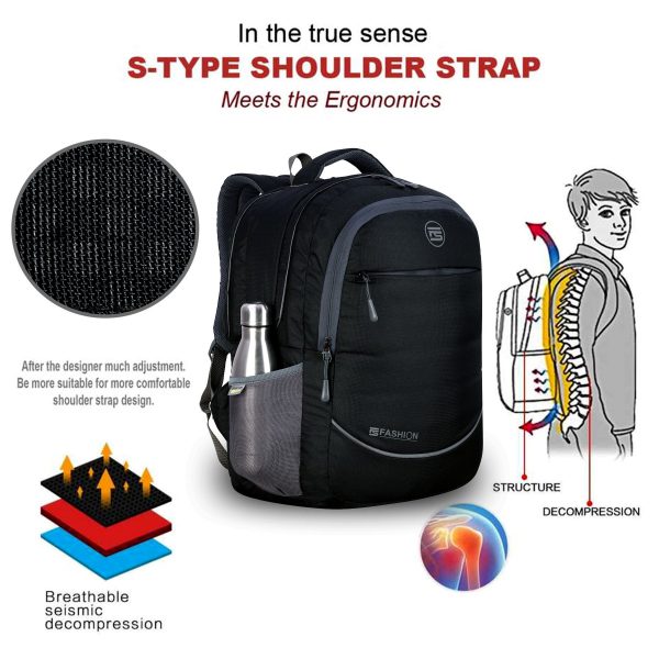 Fs Fashion 17-inch Casual Backpack for Men and Women (Black , 45 Ltrs) 0010 - Image 2