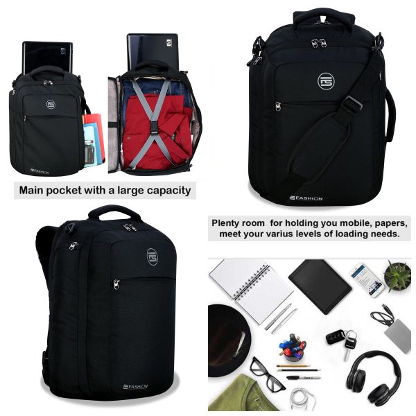 Fs Fashion Black Convertible Backpack Messenger Bag Shoulder Bag Laptop Multi-Functional 3 in 1 . 0008 - Image 3